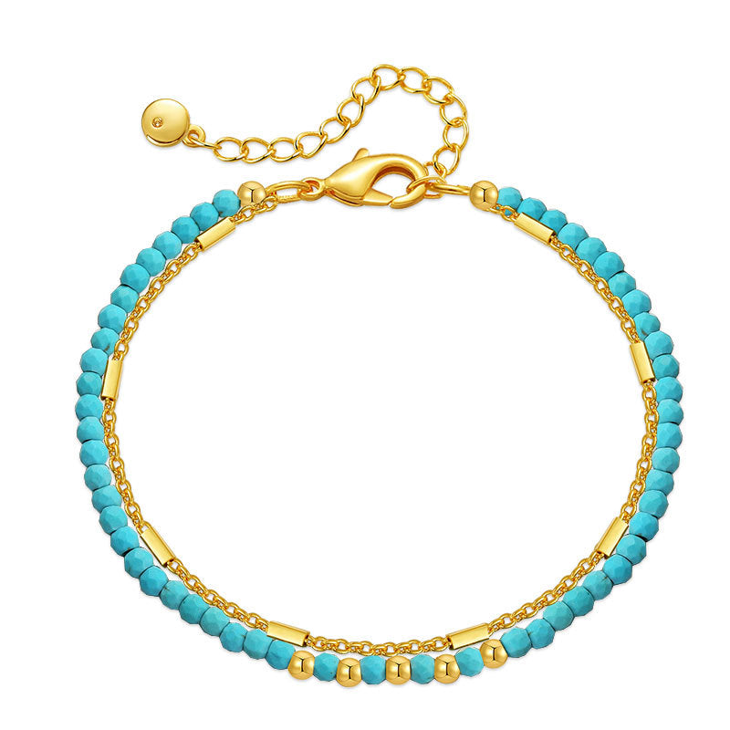Elegant Turquoise Ethnic-style Bracelet With 18K Gold Plating