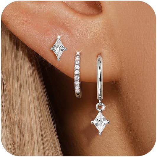 Zircon-Inlaid Earrings Light Luxury Minimalist Octagonal Star Geometric Diamond-Encrusted Drop Earrings