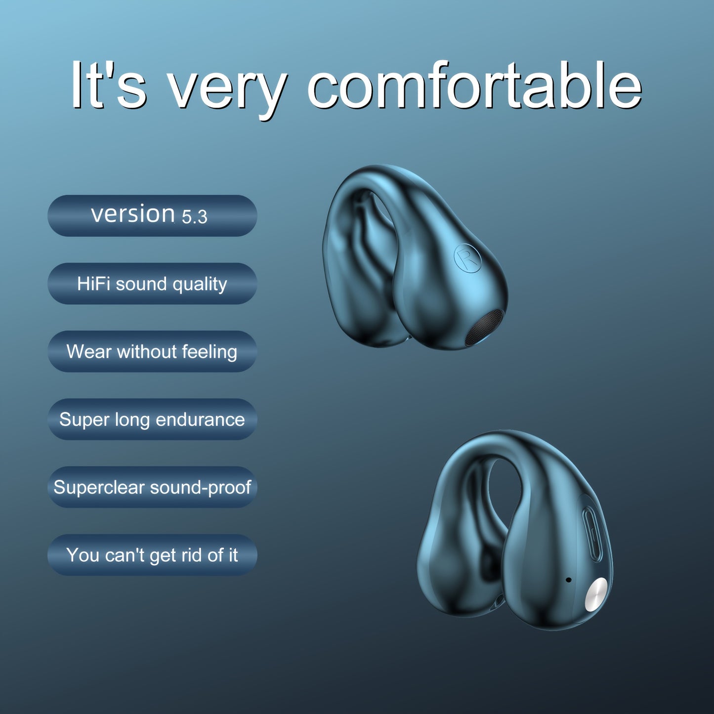 The New Ear-clip Wireless Headphones With Battery Level Display And Gaming Bass Are Suitable For Travel, Sports And School