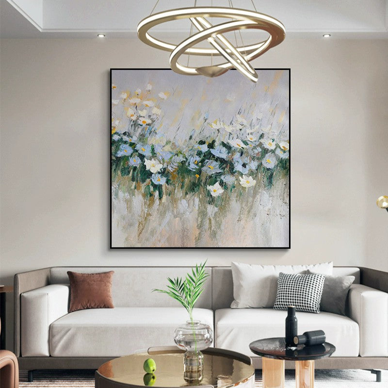 Handmade Oil Painting Canvas Wall Art Decoration Modern Blue Flowers For Home Decor Rolled Frameless Unstretched Painting