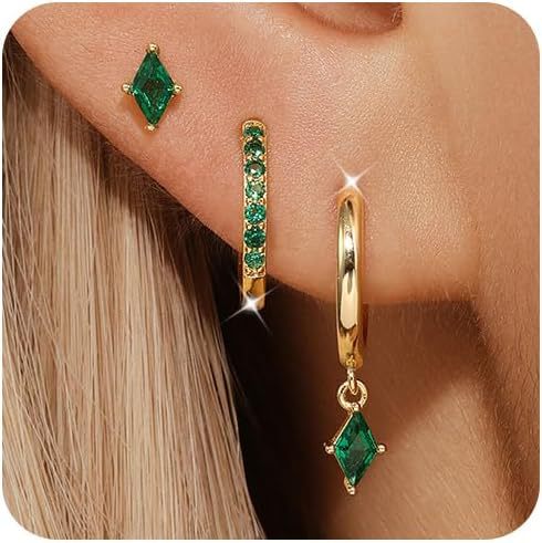 Zircon-Inlaid Earrings Light Luxury Minimalist Octagonal Star Geometric Diamond-Encrusted Drop Earrings