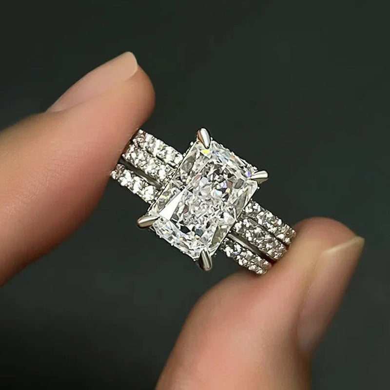 Elegant And Sophisticated Three-piece Ring Set For Weddings And Engagements